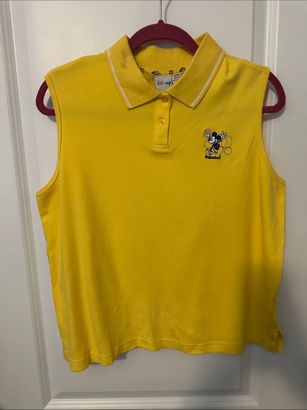 Disney Yellow Sleeveless Polo Top with Mickey Embroidery